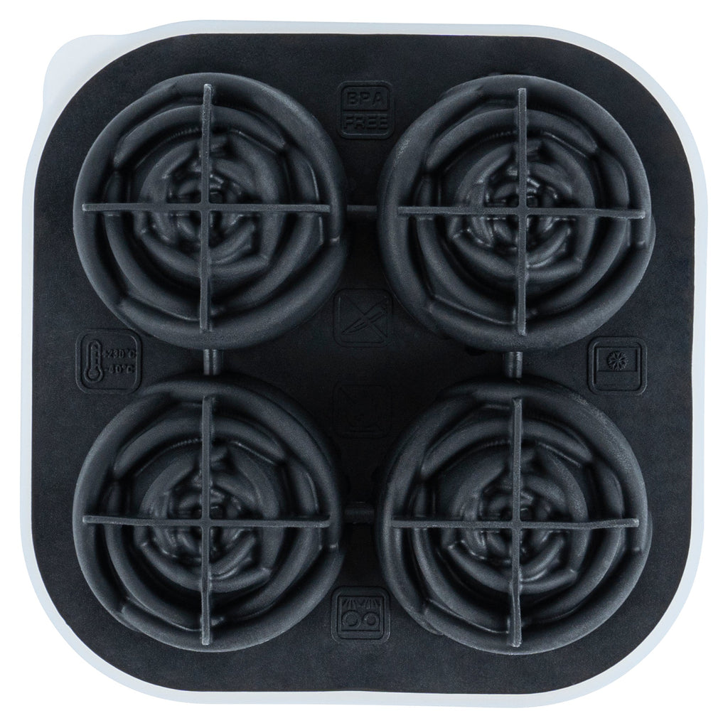 Bar Lux Black Silicone Ice Mold - 2" Rose, 4 Compartments - 1 count box