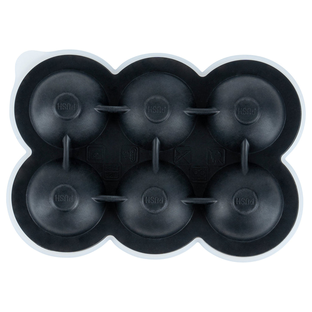 Bar Lux Black Silicone Ice Mold - 1 3/4" Sphere, 6 Compartments - 1 count box