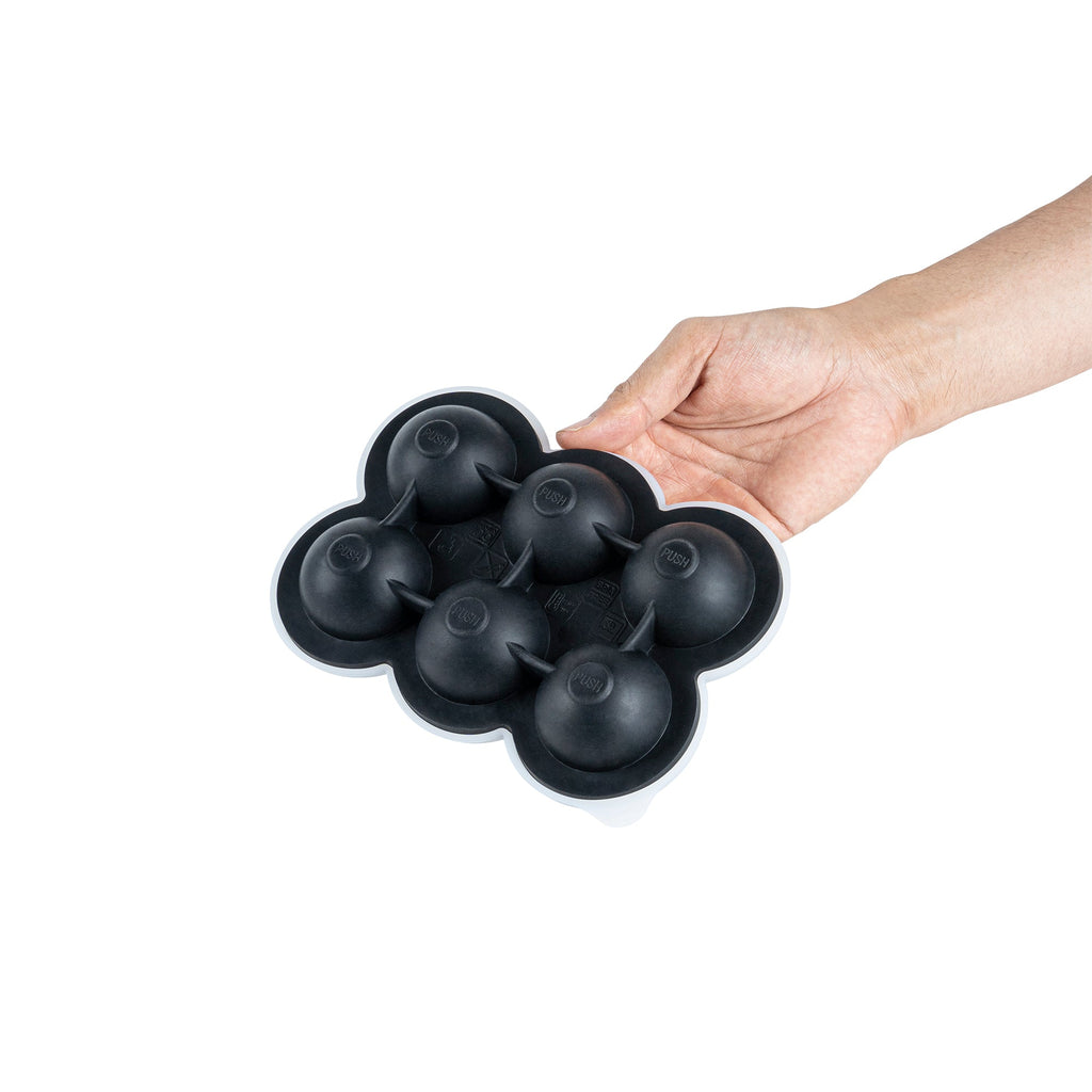 Bar Lux Black Silicone Ice Mold - 1 3/4" Sphere, 6 Compartments - 1 count box