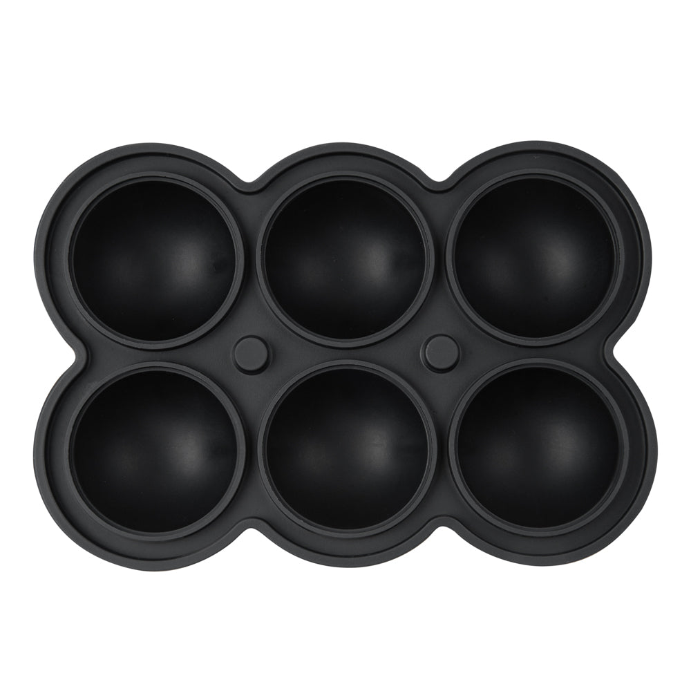 Bar Lux Black Silicone Ice Mold - 1 3/4" Sphere, 6 Compartments - 1 count box