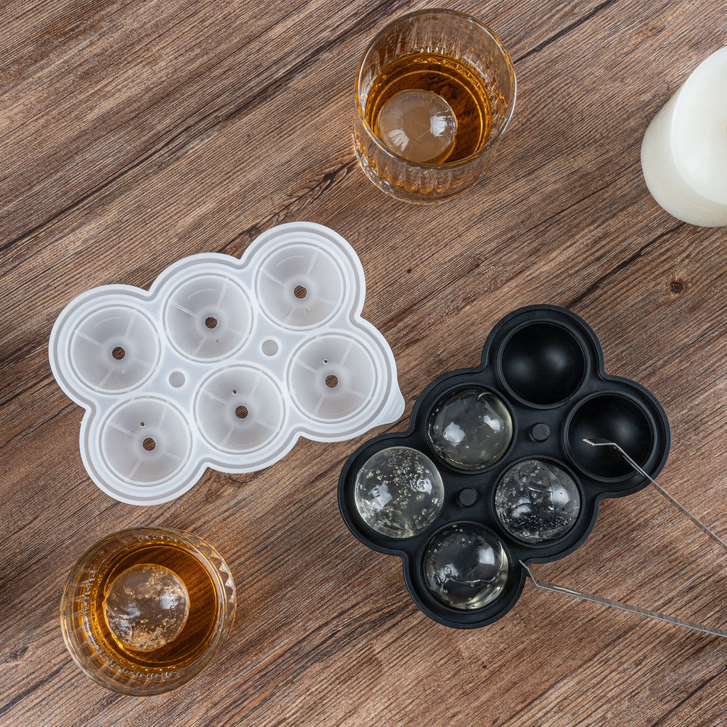 Bar Lux Black Silicone Ice Mold - 1 3/4" Sphere, 6 Compartments - 1 count box