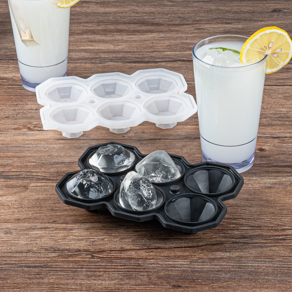 Bar Lux Black Silicone Ice Mold - 2" x 1 1/2" Diamond, 6 Compartments - 1 count box