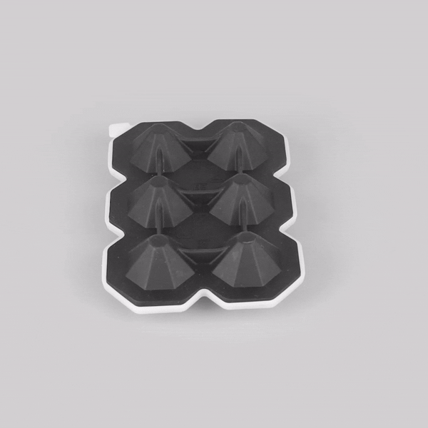 Bar Lux Black Silicone Ice Mold - 2" x 1 1/2" Diamond, 6 Compartments - 1 count box