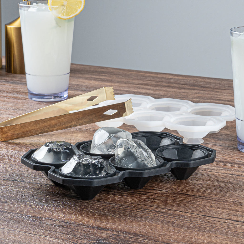 Bar Lux Black Silicone Ice Mold - 2" x 1 1/2" Diamond, 6 Compartments - 1 count box