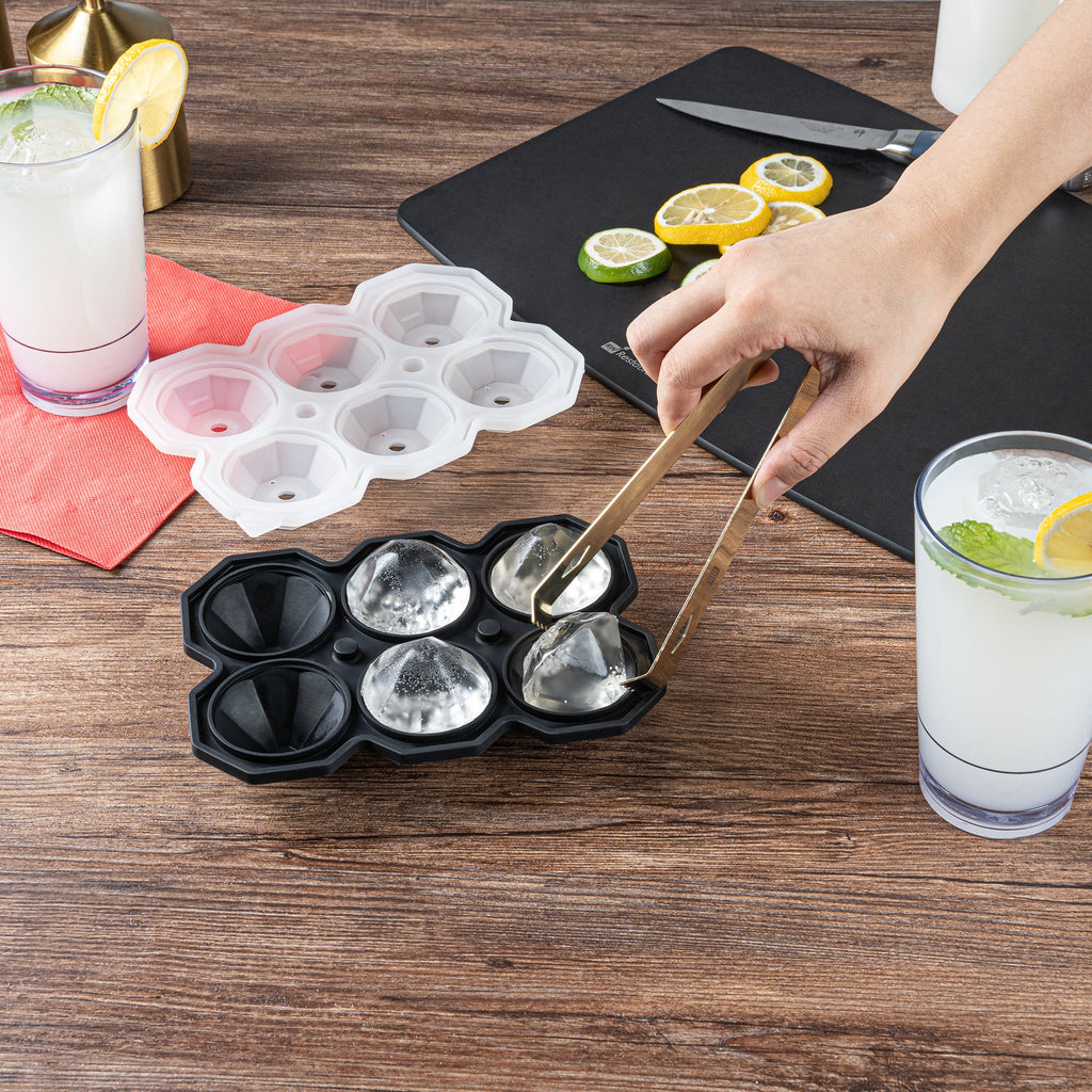 Bar Lux Black Silicone Ice Mold - 2" x 1 1/2" Diamond, 6 Compartments - 1 count box