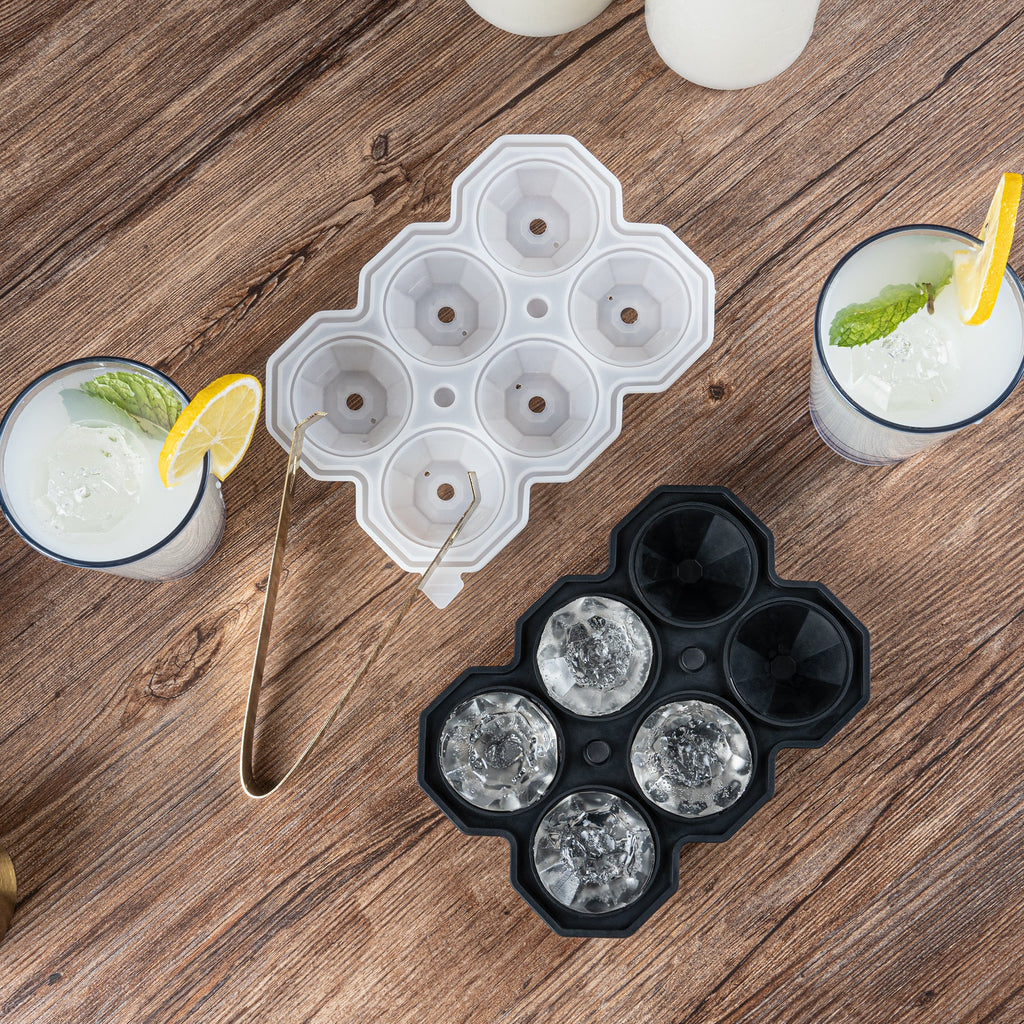 Bar Lux Black Silicone Ice Mold - 2" x 1 1/2" Diamond, 6 Compartments - 1 count box
