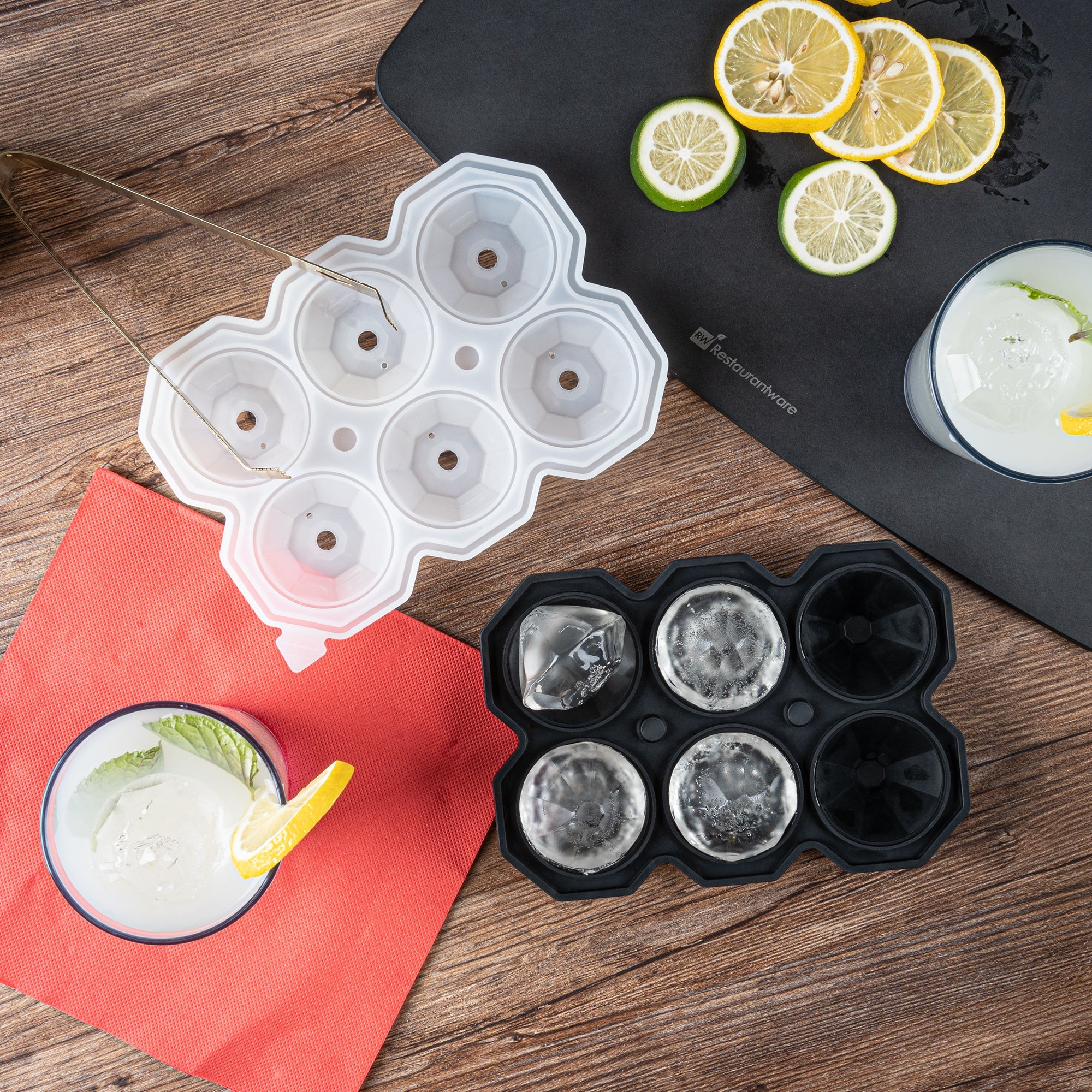 Bar Lux Black Silicone Ice Mold - 2" x 1 1/2" Diamond, 6 Compartments - 1 count box