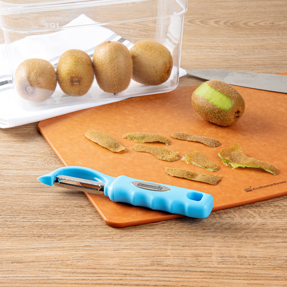 Comfy Grip Blue Stainless Steel Vegetable Peeler - 7 1/2" - 1 count box