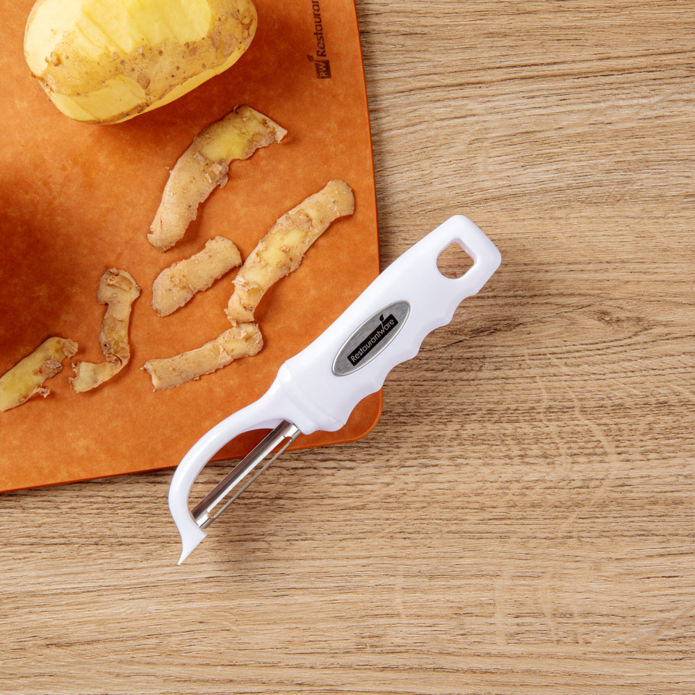 Comfy Grip White Stainless Steel Vegetable Peeler - 7 1/2" - 1 count box