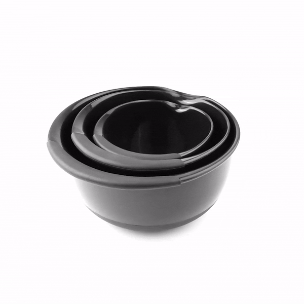 Comfy Grip Black Plastic 3-Piece Mixing Bowl Set - with Pour Spout - 1 count box