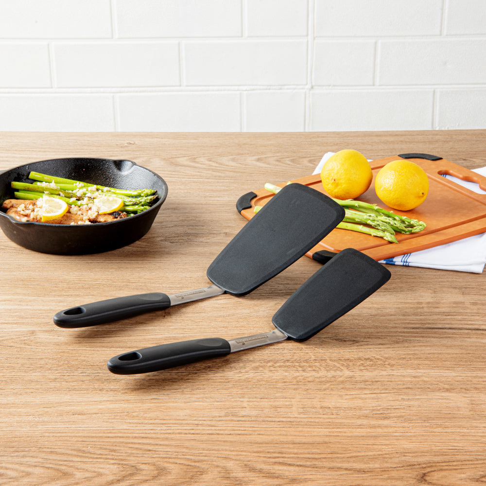 Comfy Grip Black Silicone 2-Piece Solid Turner Set - 1 count box
