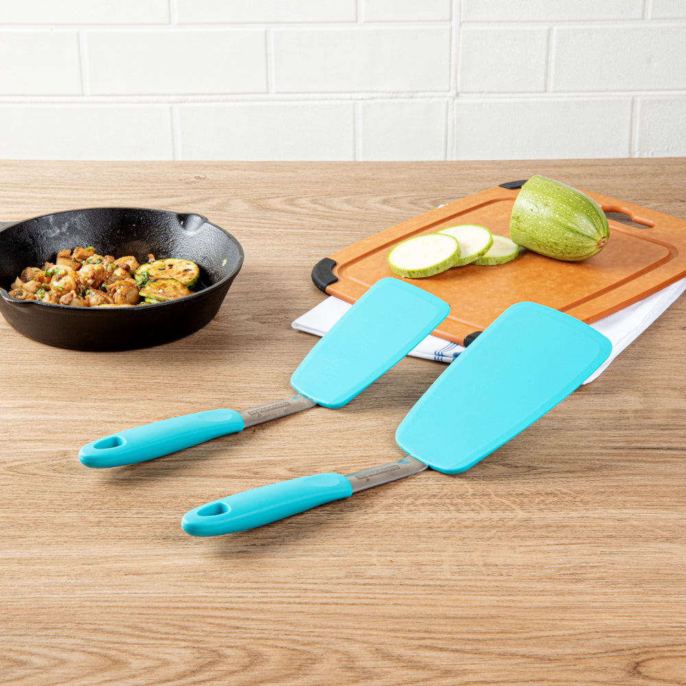 Comfy Grip Turquoise Silicone 2-Piece Solid Turner Set - 1 count box