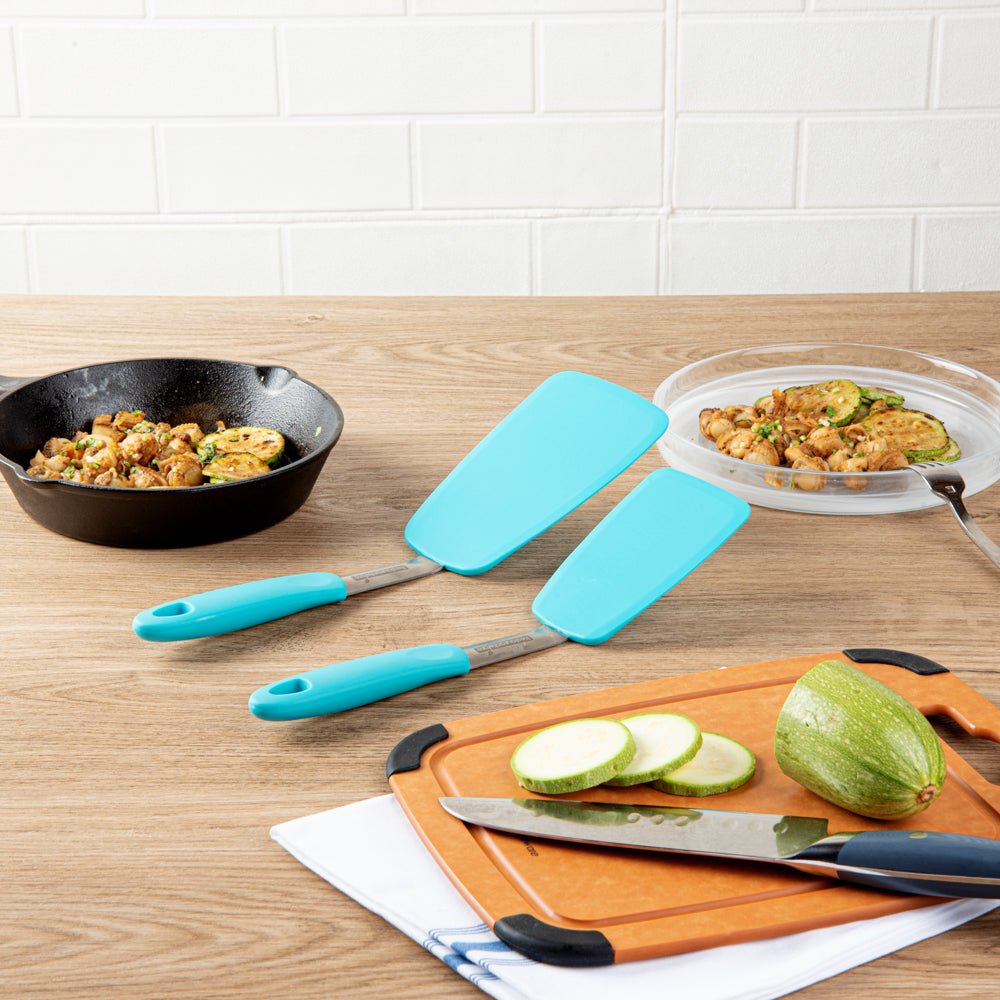 Comfy Grip Turquoise Silicone 2-Piece Solid Turner Set - 1 count box