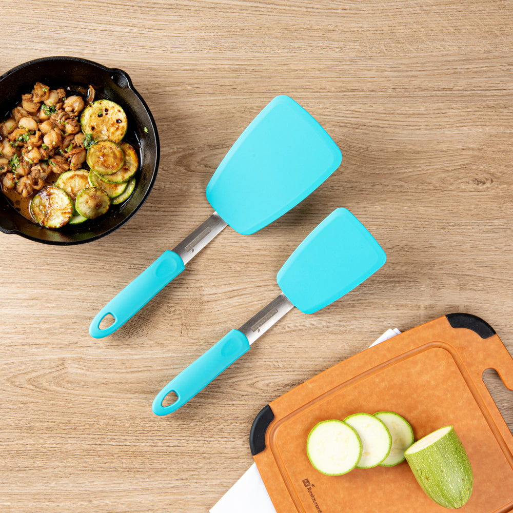Comfy Grip Turquoise Silicone 2-Piece Solid Turner Set - 1 count box