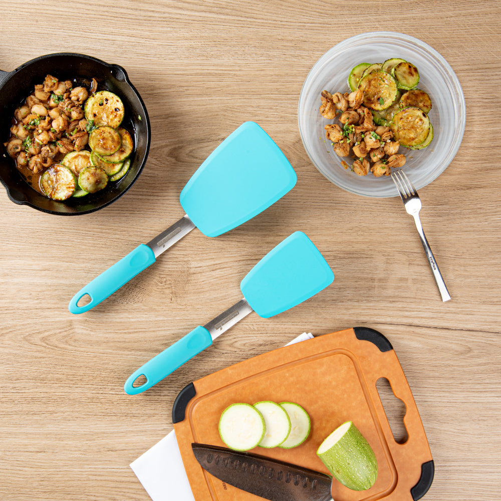 Comfy Grip Turquoise Silicone 2-Piece Solid Turner Set - 1 count box