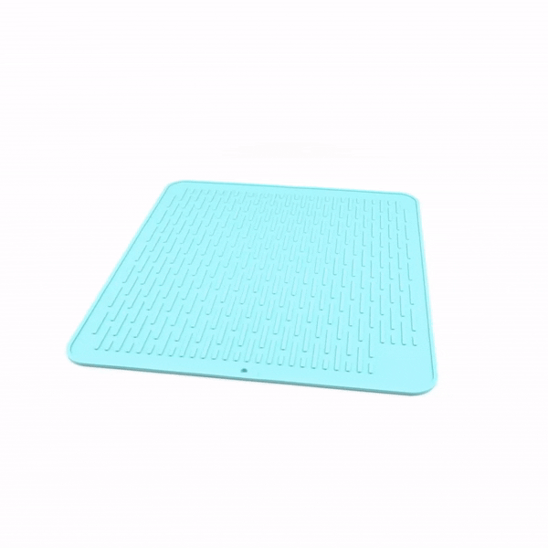 Comfy Grip Rectangle Turquoise Silicone Dish Drying Mat - 17 3/4" x 15 3/4" - 1 count box