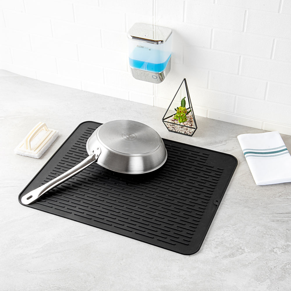 Comfy Grip Rectangle Black Silicone Dish Drying Mat - 23" x 18" - 1 count box