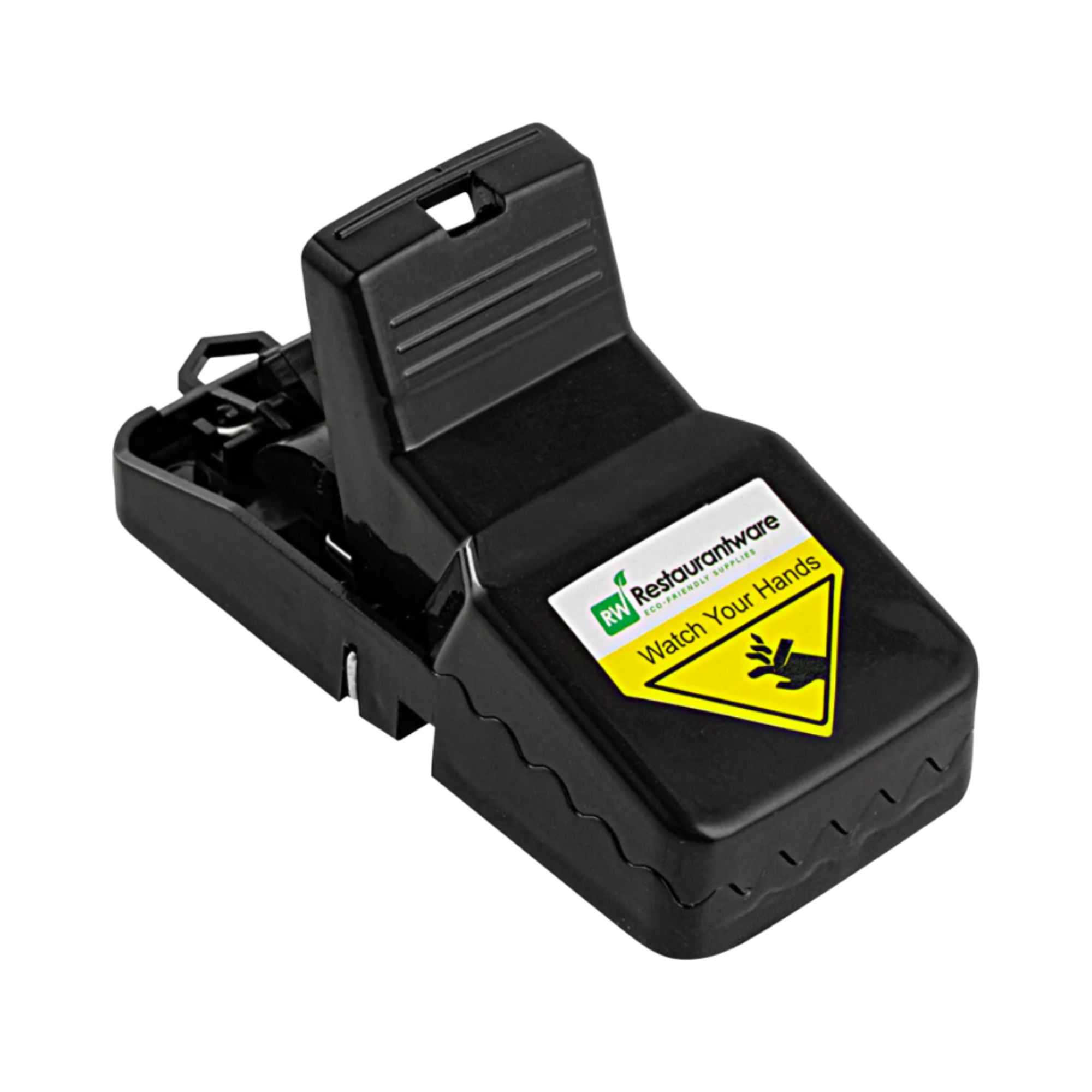 Pest Tek Black Plastic Mouse Trap - Interlocking Teeth, Reusable - 4 1/2" x 2" x 2 1/4" - 6 count box