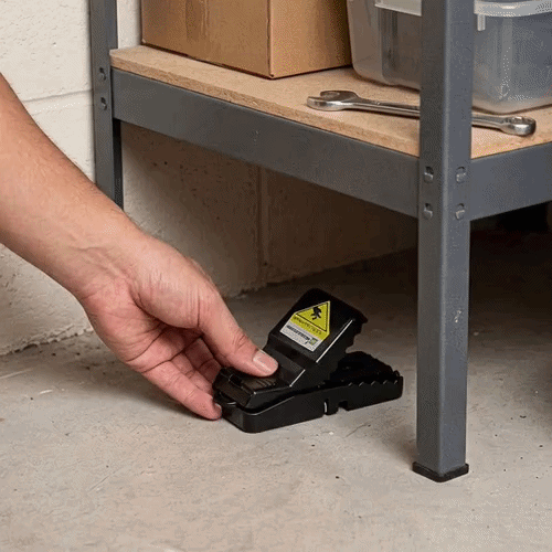 Pest Tek Black Plastic Mouse Trap - Interlocking Teeth, Reusable - 4 1/2" x 2" x 2 1/4" - 6 count box