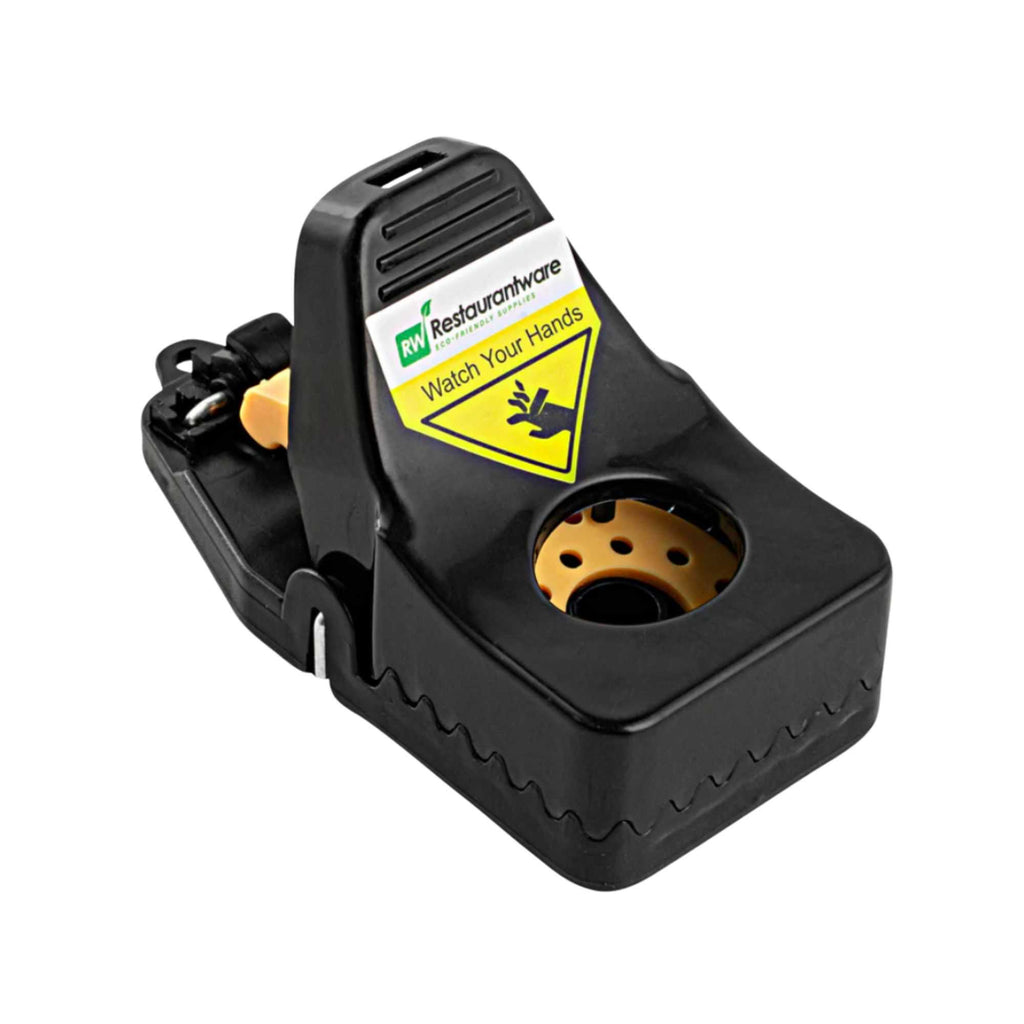 Pest Tek Black Plastic Mouse Trap - Interlocking Teeth, Open Top, Reusable - 4 1/2" x 2" x 2 1/4" - 2 count box