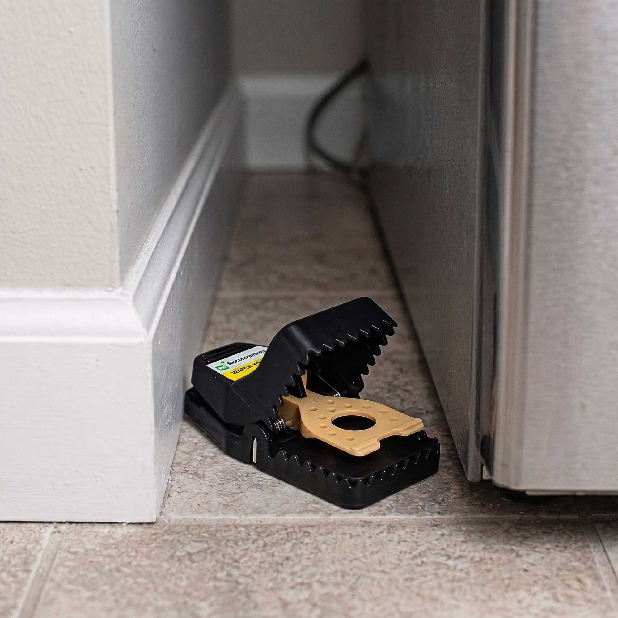 Pest Tek Black Plastic Mouse Trap - Interlocking Teeth, Open Top, Reusable - 4 1/2" x 2" x 2 1/4" - 2 count box