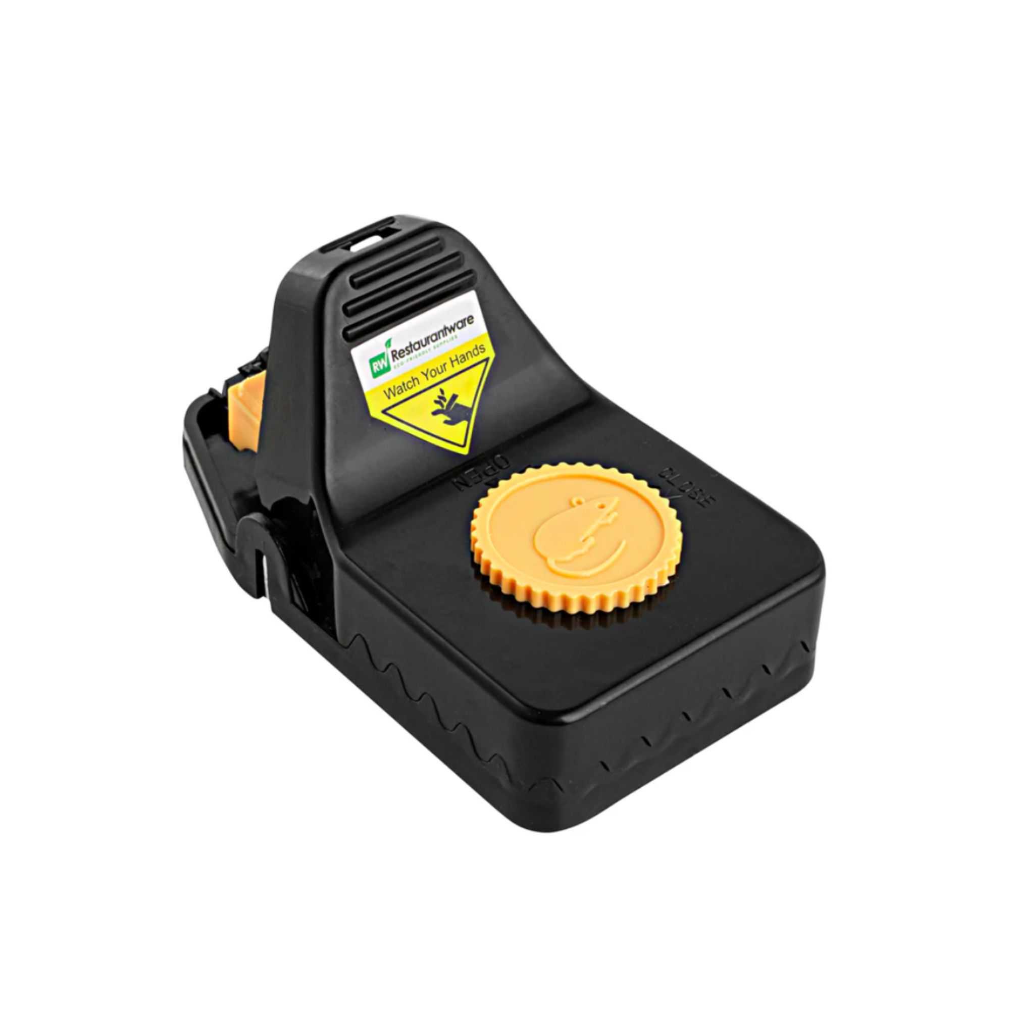 Pest Tek Black Plastic Mouse Trap - Interlocking Teeth, Bait Cap, Reusable - 6" x 3" x 2 3/4" - 2 count box