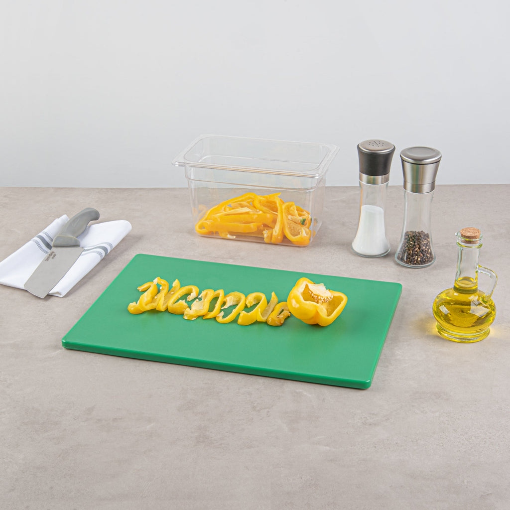Chef 101 Green Plastic Cutting Board - 18" x 12" - 10 count box
