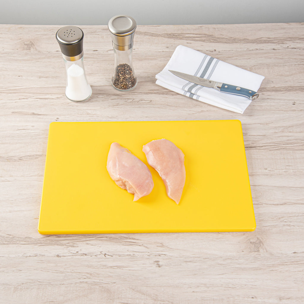 Chef 101 Yellow Plastic Cutting Board - 18" x 12" - 10 count box