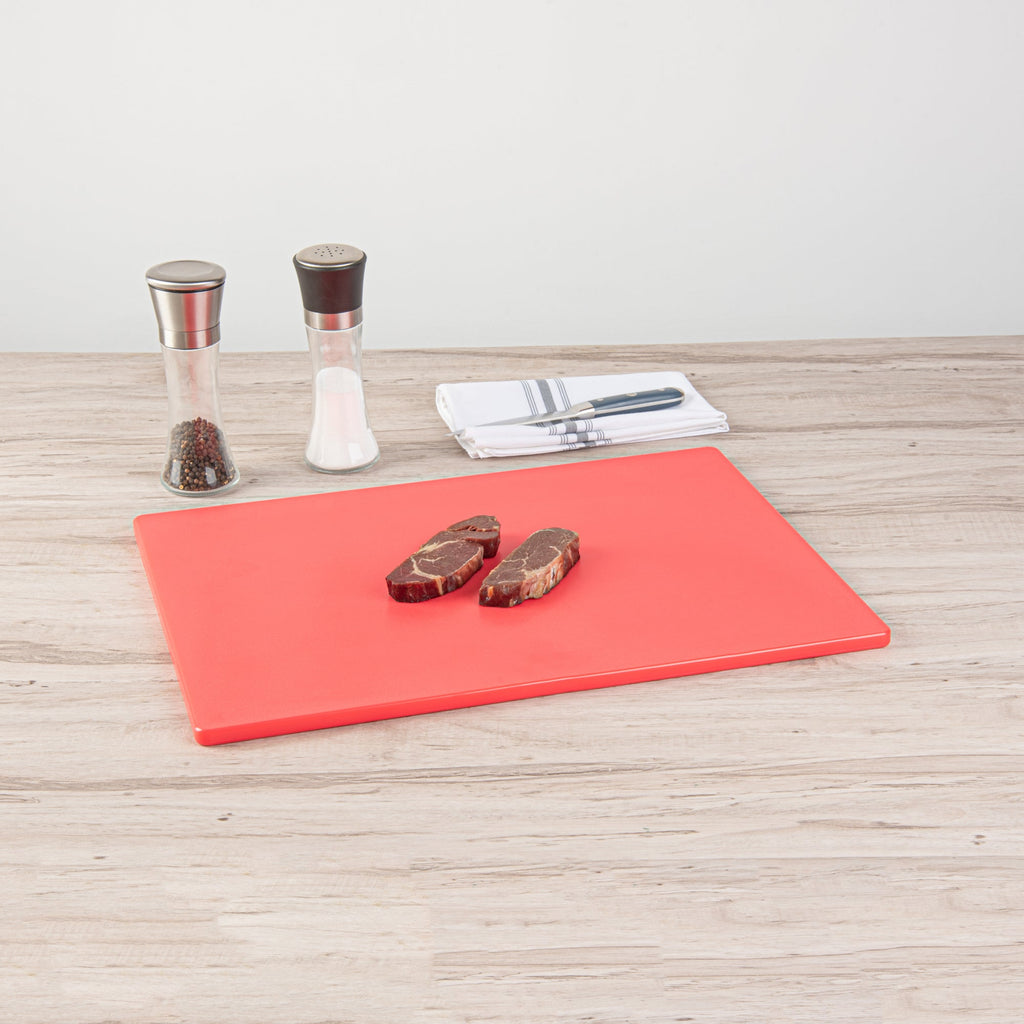 Chef 101 Red Plastic Cutting Board - 20" x 15" - 10 count box