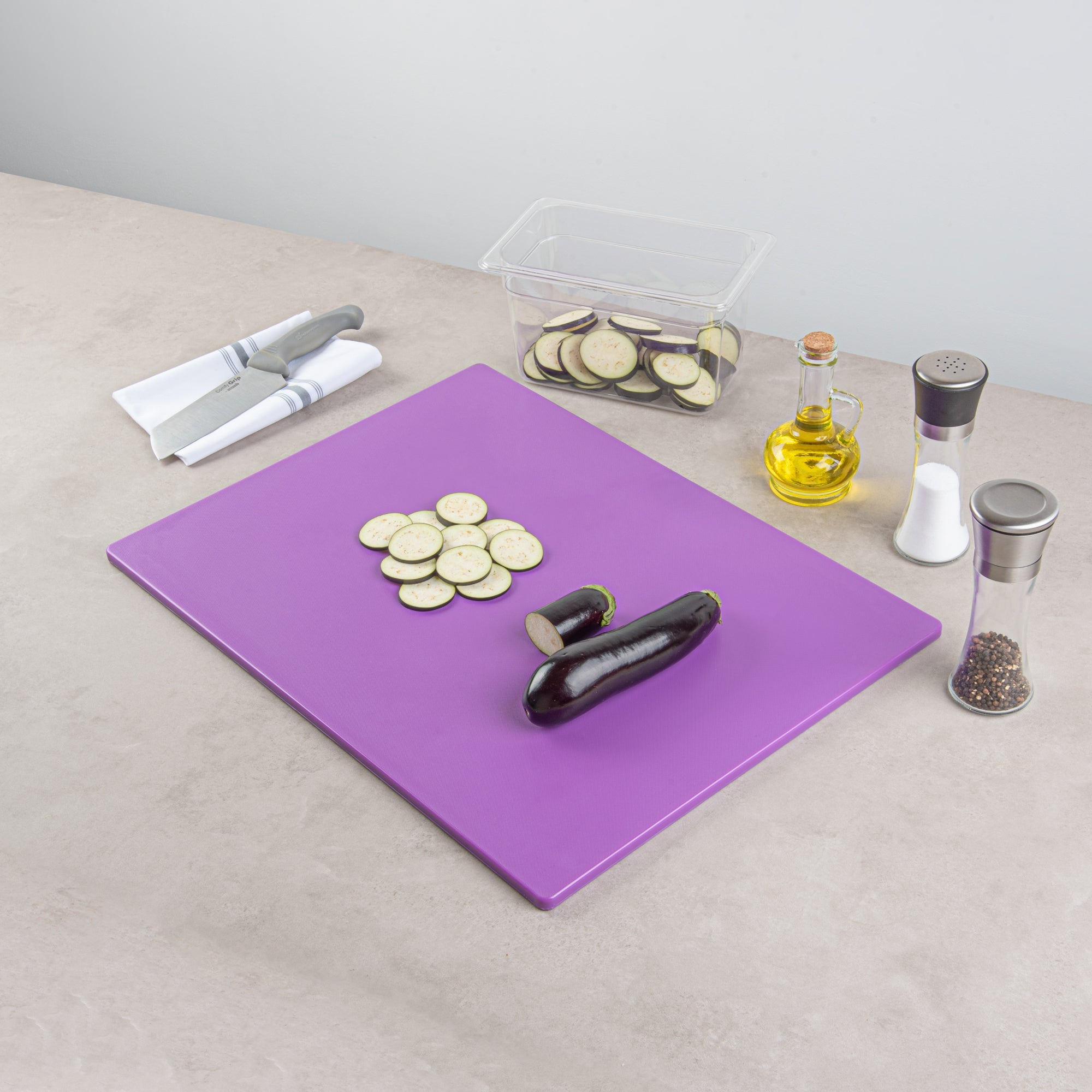 Chef 101 Purple Plastic Cutting Board - 24" x 18" - 10 count box