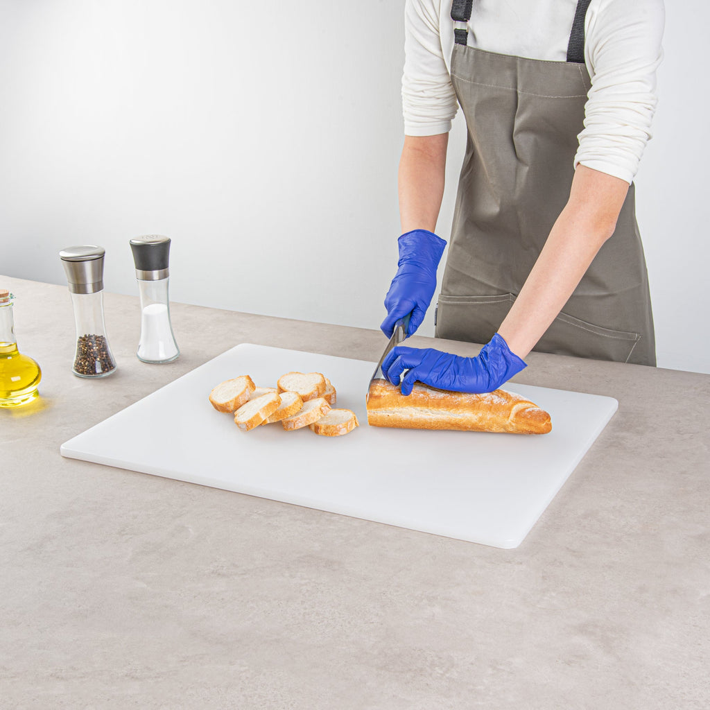 Chef 101 White Plastic Cutting Board - 24" x 18" x 1/2" - 10 count box