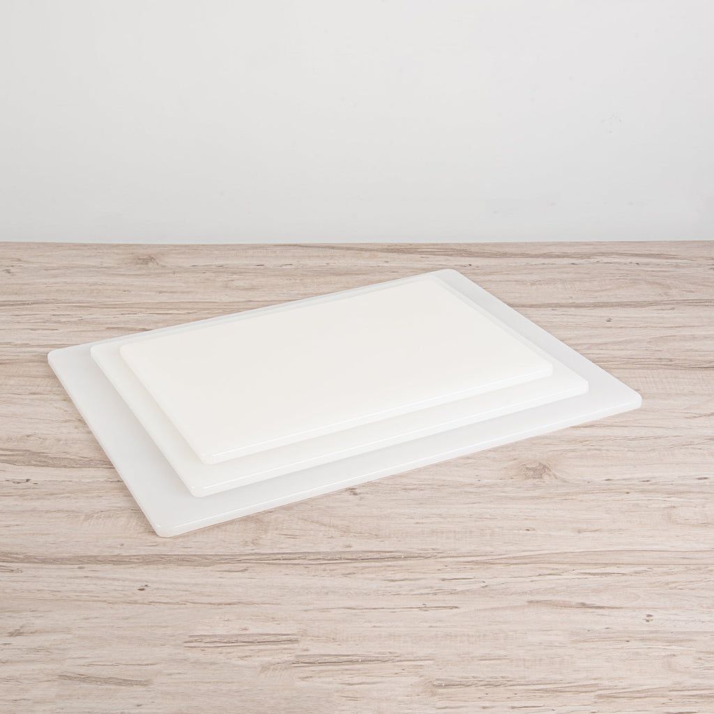 Chef 101 White Plastic Cutting Board - 24" x 18" x 1/2" - 10 count box