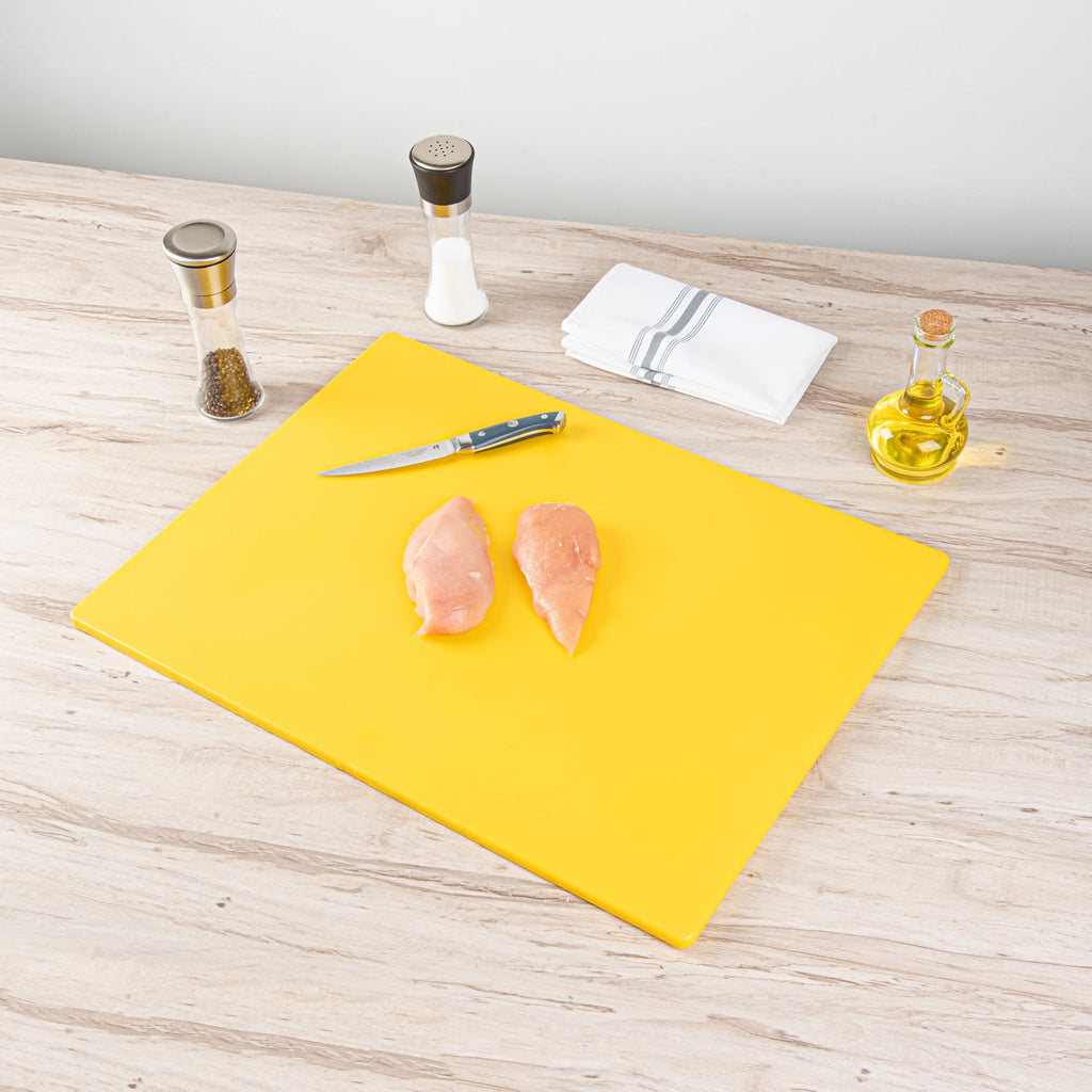 Chef 101 Yellow Plastic Cutting Board - 24" x 18" - 10 count box