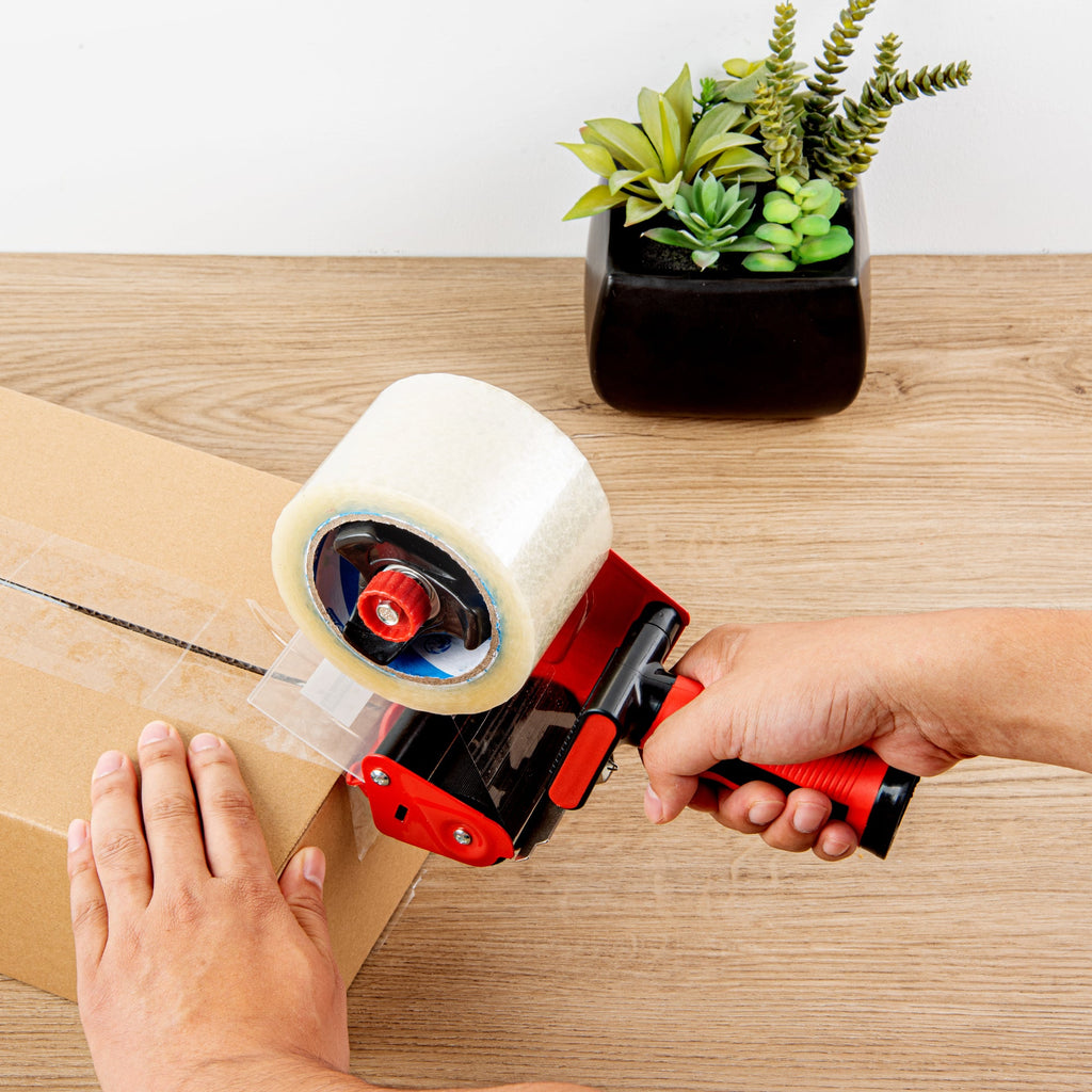 Handy Tek Red Tape Dispenser Gun - Rubber Handle - 3" - 10 count box