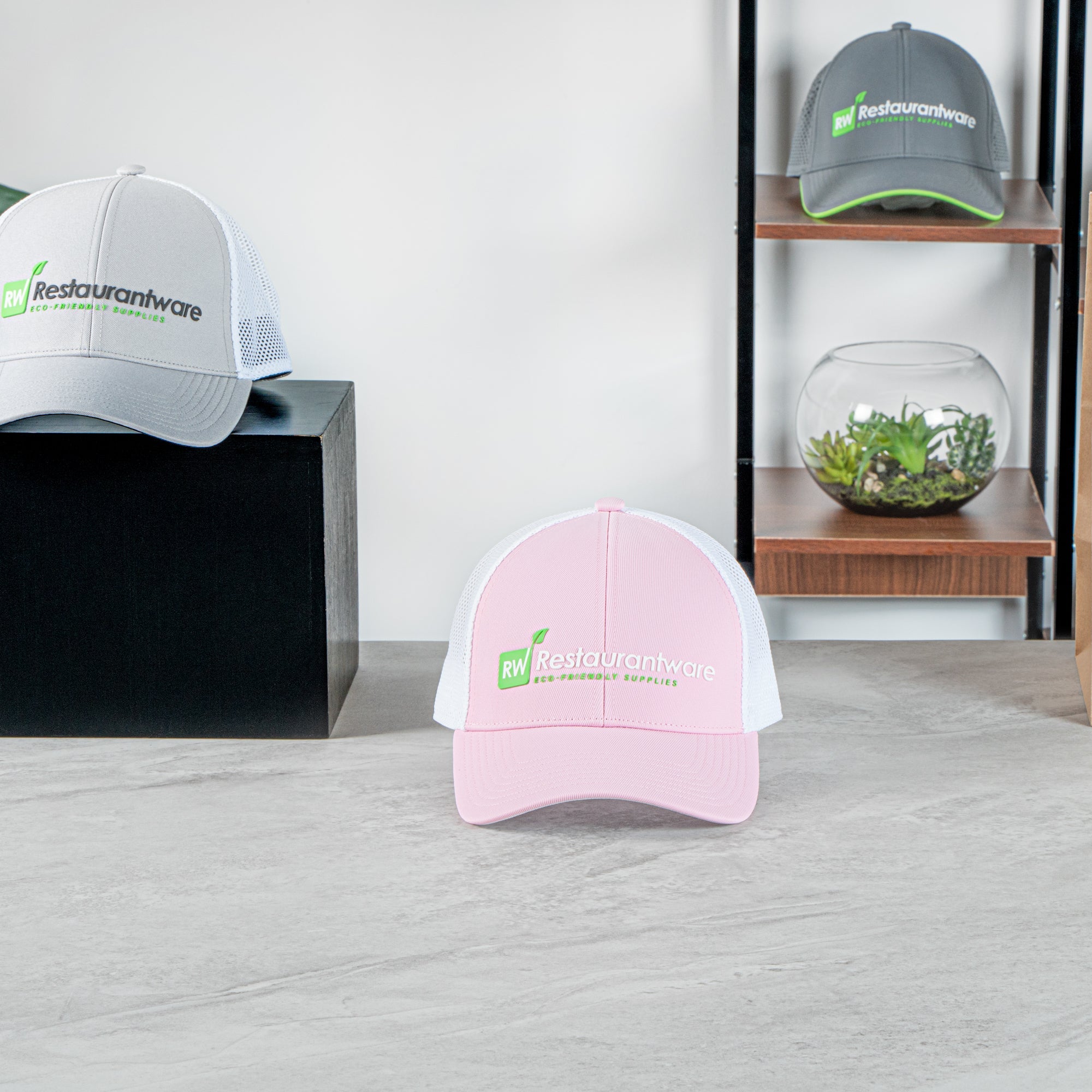 RW Threads Pink and White Trucker Snapback Hat - 1 count box