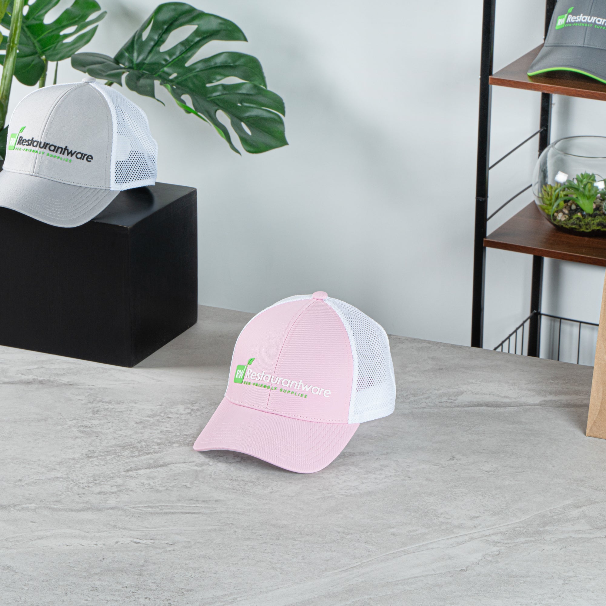 RW Threads Pink and White Trucker Snapback Hat - 1 count box