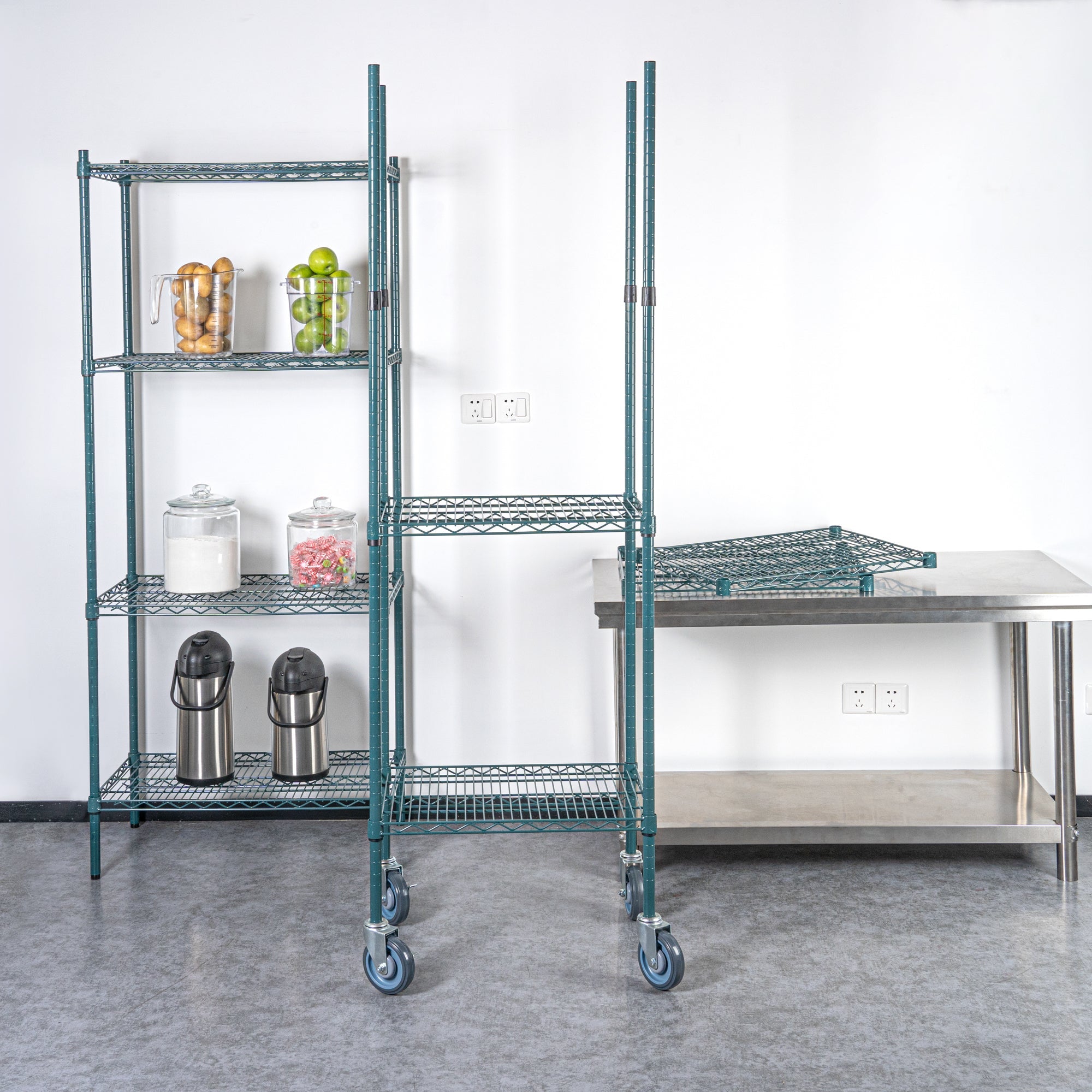 Chef 101 74" NSF Green Epoxy Mobile Shelving Post - Corrosion-Resistant - 4 count box