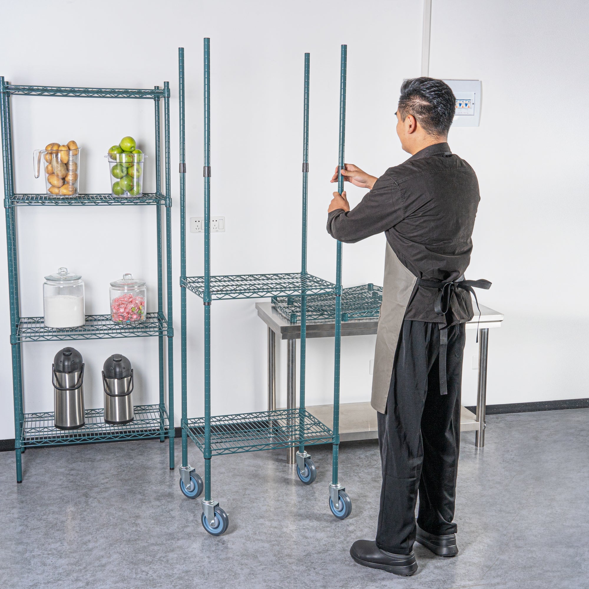 Chef 101 74" NSF Green Epoxy Mobile Shelving Post - Corrosion-Resistant - 4 count box