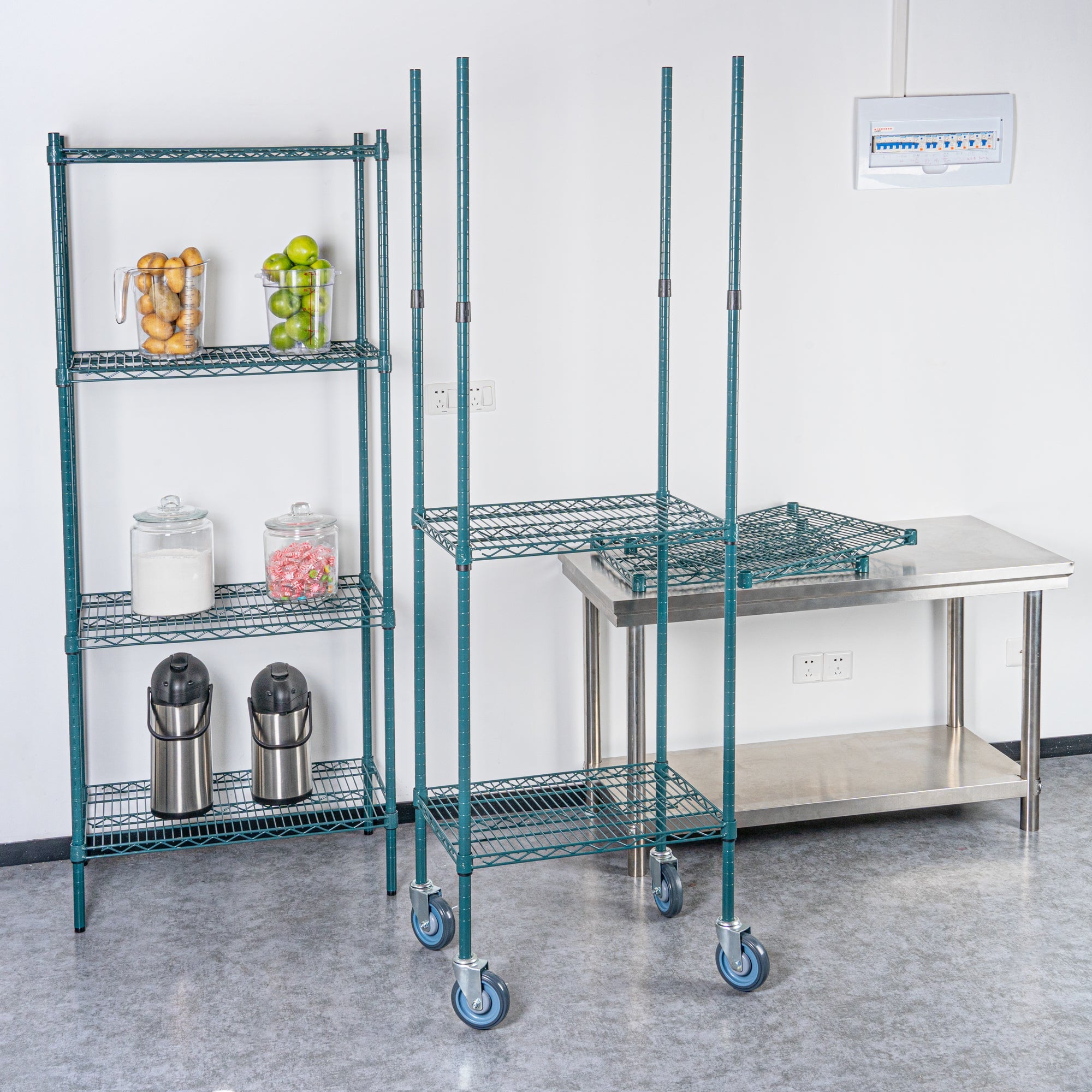 Chef 101 74" NSF Green Epoxy Mobile Shelving Post - Corrosion-Resistant - 4 count box