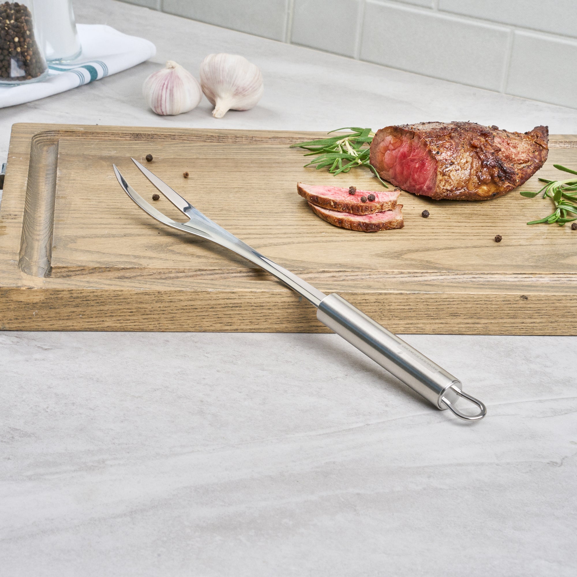 German Standard Stainless Steel Carving / Pot Fork - 12 3/4'' - 1 count box