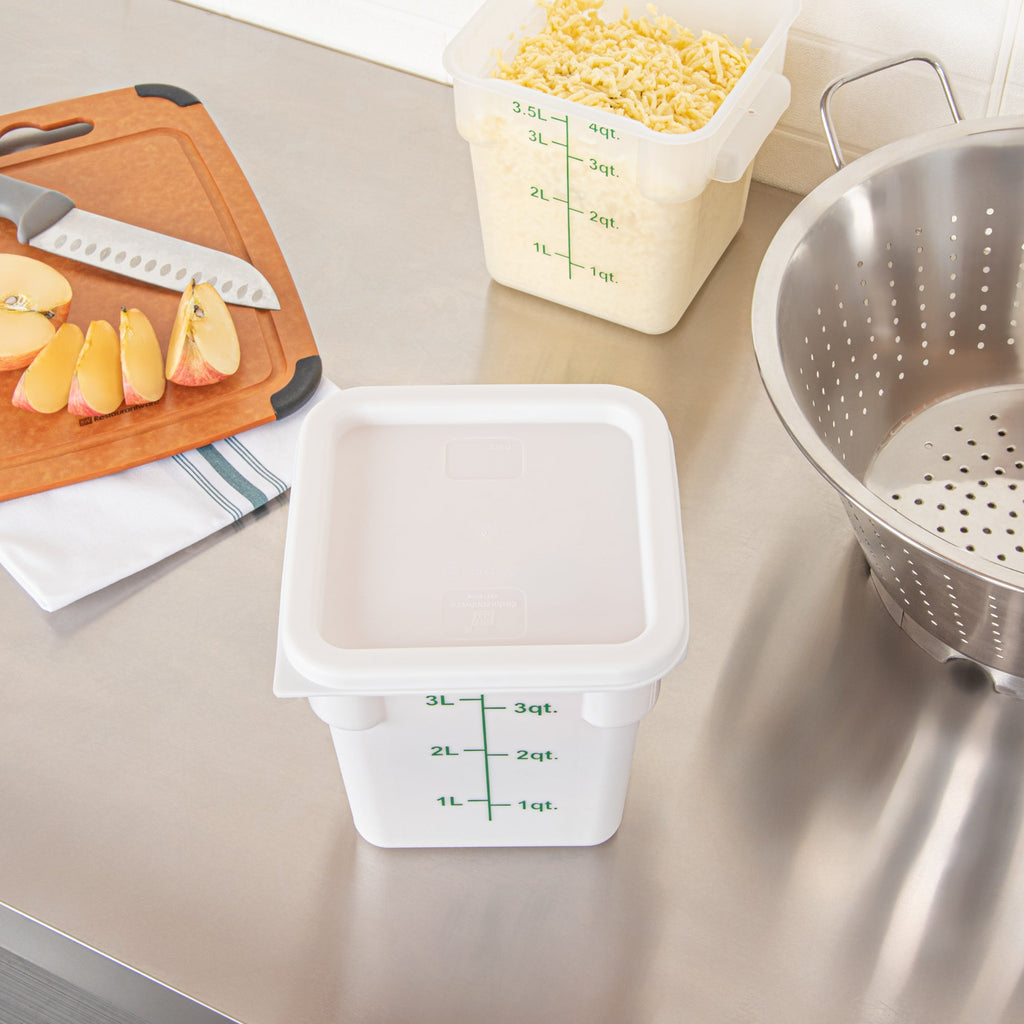 Met Lux Square White Plastic Food Storage Container Lid - Fits 2 and 4 qt - 10 count box