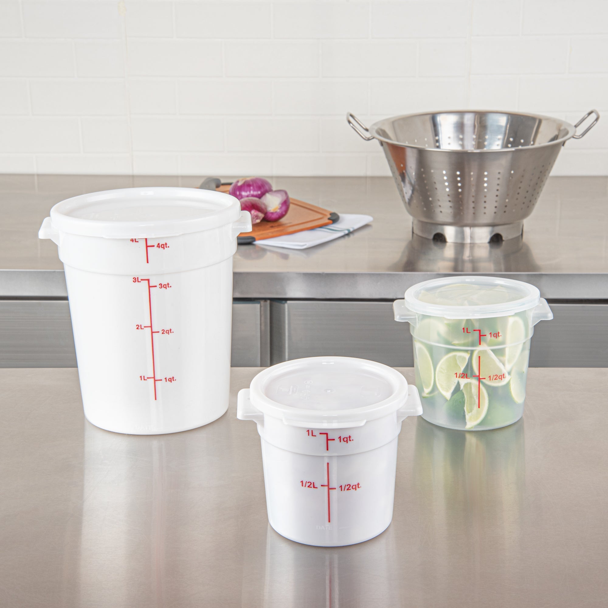 Met Lux Round White Plastic Food Storage Container Lid - Fits 1 qt - 10 count box