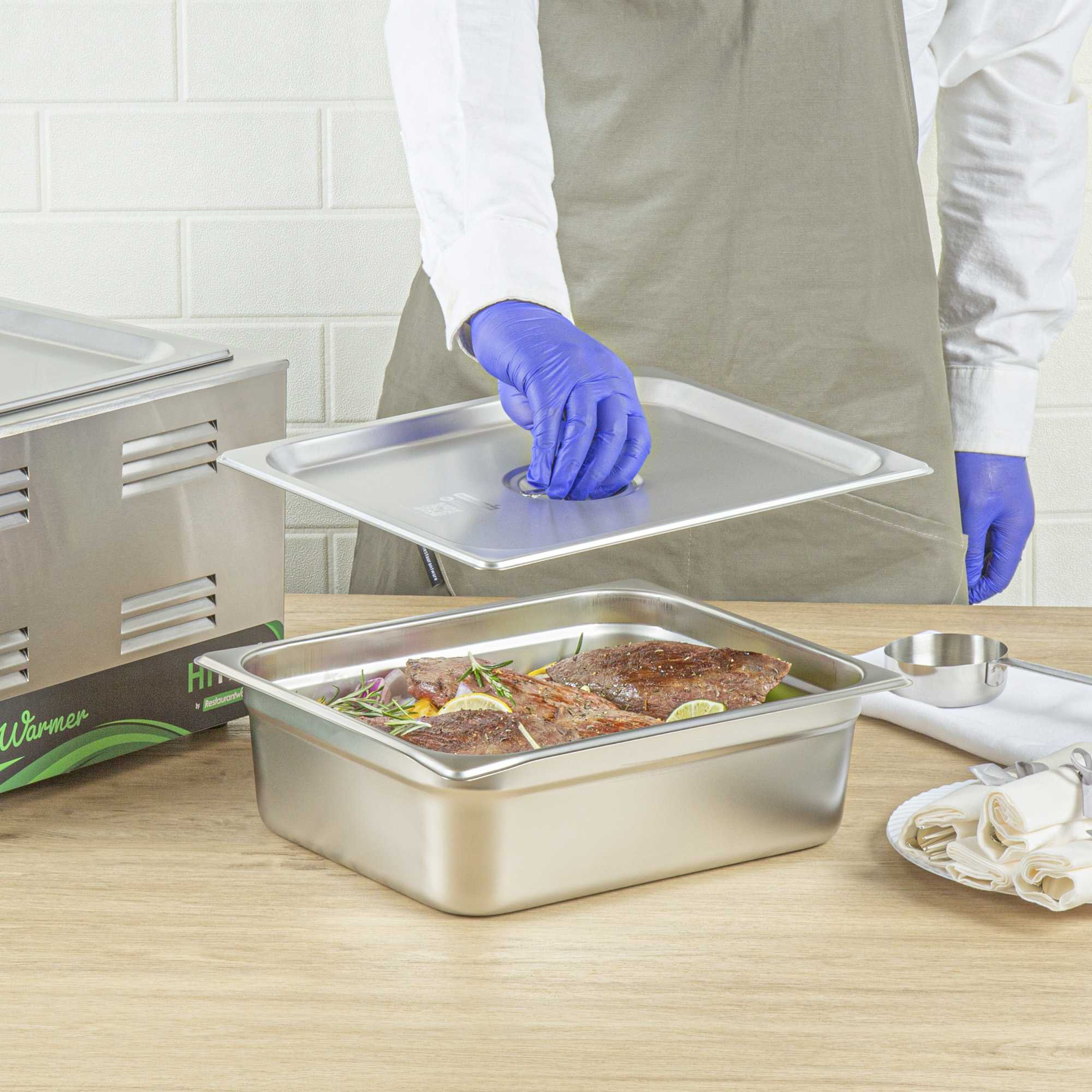 Kitchen Tek Stainless Steel Lid - Fits 1/2 Size Steam Table Pan - 1 count box