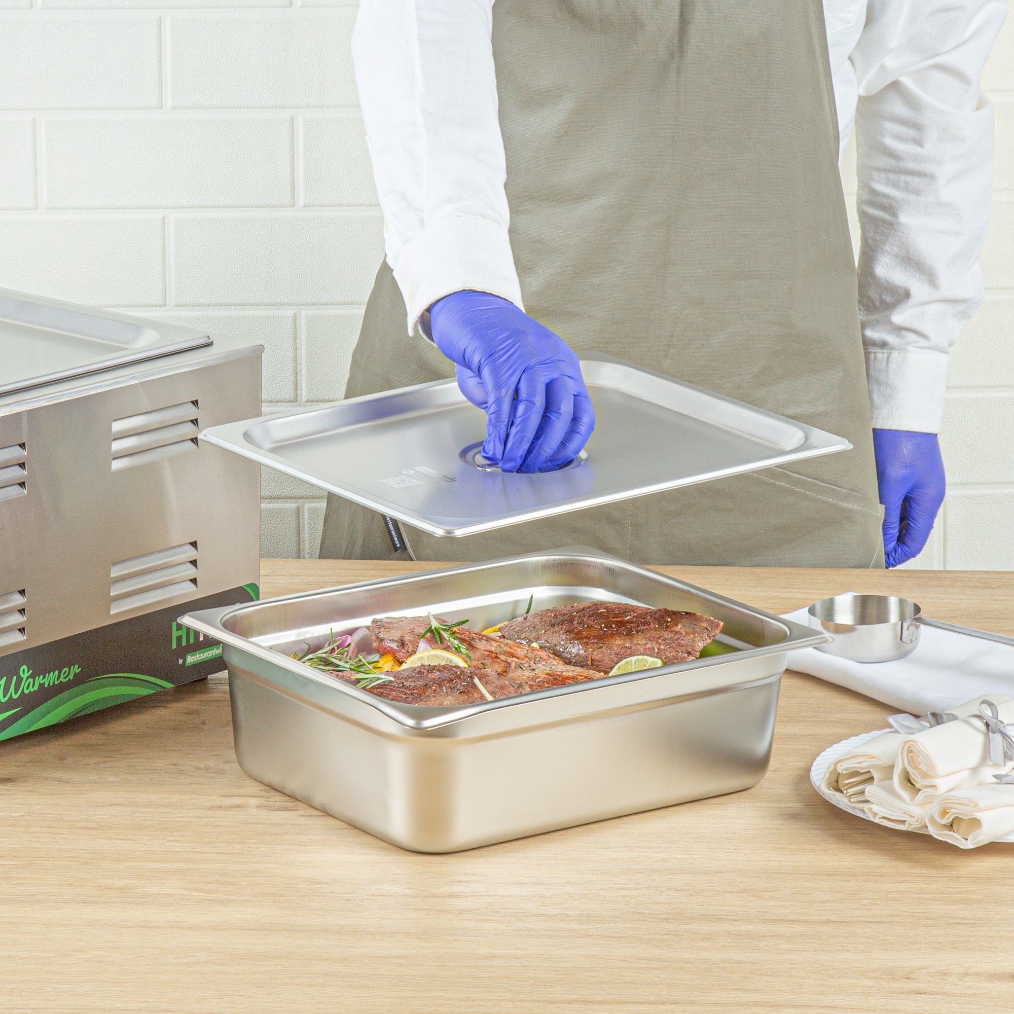 Kitchen Tek Stainless Steel Lid - Fits 1/2 Size Steam Table Pan - 12 count box