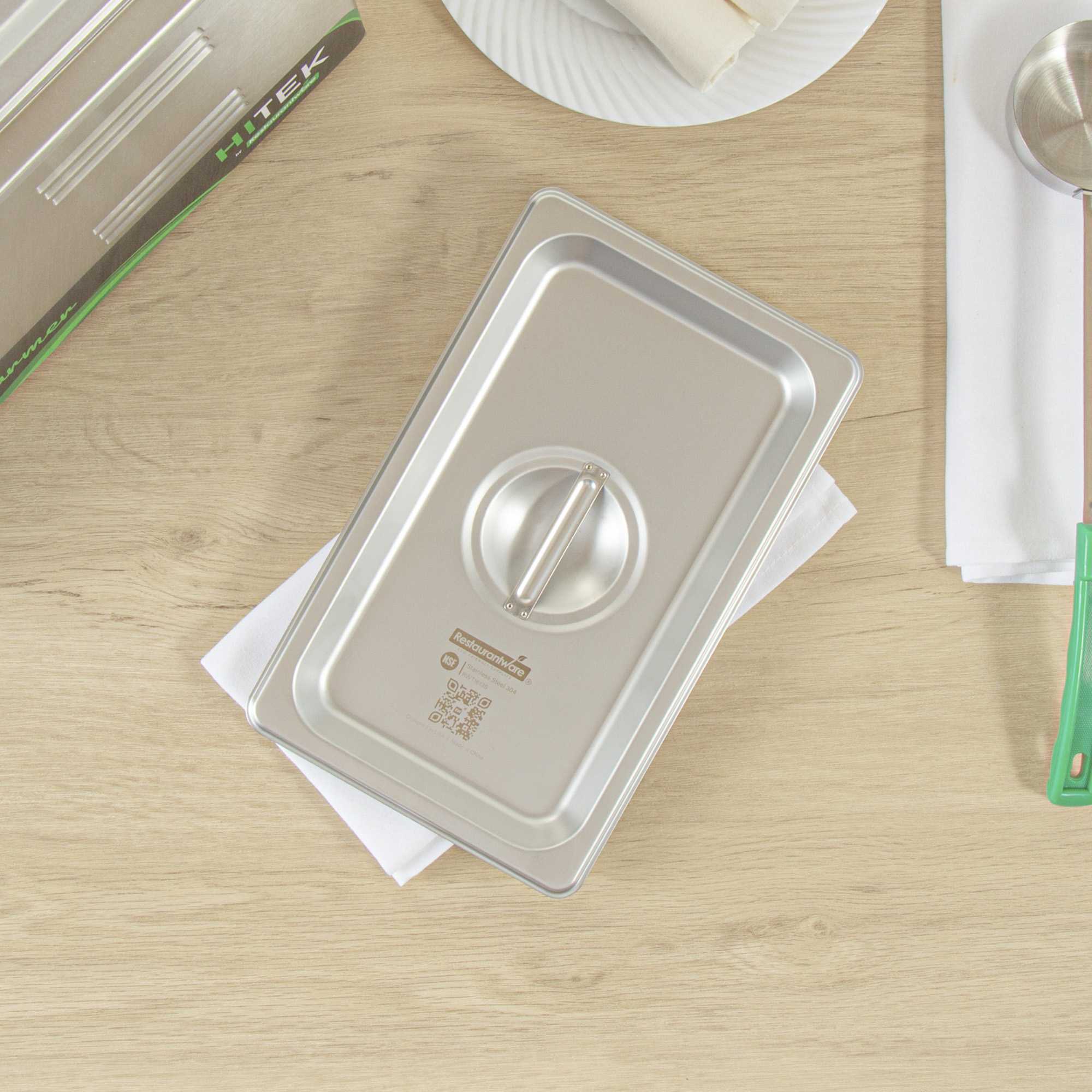 Kitchen Tek Stainless Steel Lid - Fits 1/4 Size Steam Table Pan - 1 count box
