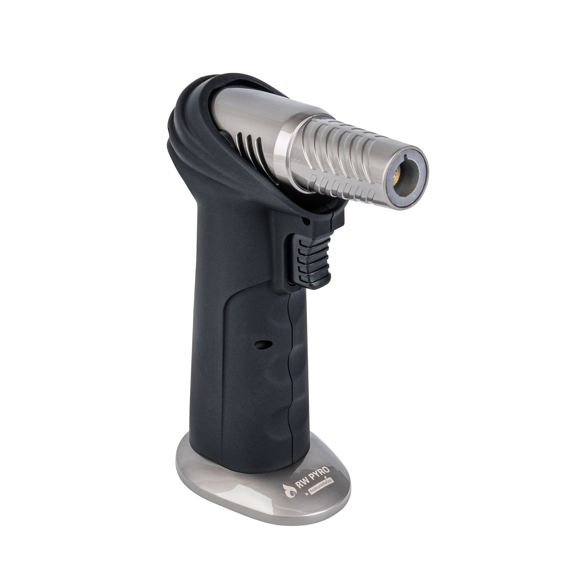 RW Pyro Black Butane Kitchen Torch - Adjustable Dial, Rotating Angle - 4 1/4'' x 2 3/4'' x 6'' - 1 count box