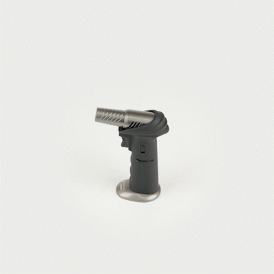 RW Pyro Black Butane Kitchen Torch - Adjustable Dial, Rotating Angle - 4 1/4'' x 2 3/4'' x 6'' - 1 count box