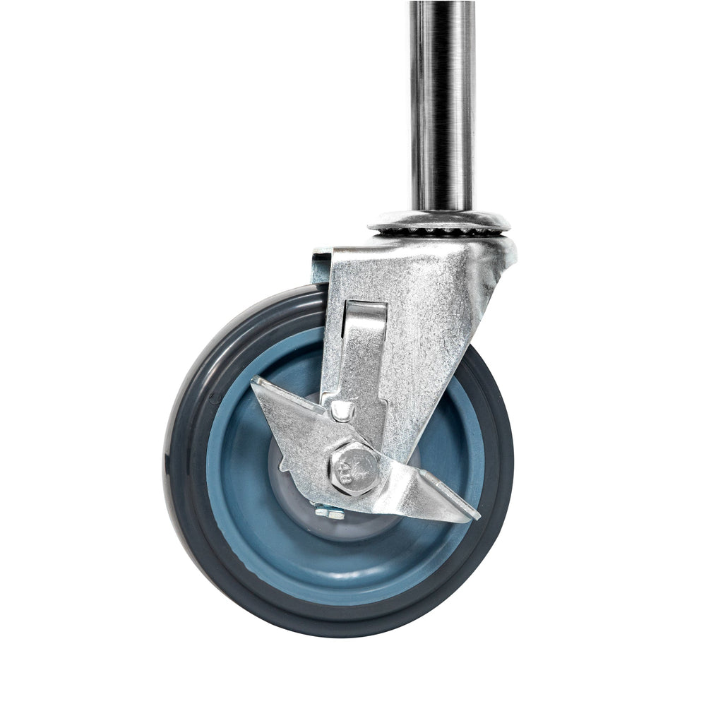 Chef 101 Gray Shelf Kit Swivel Stem Caster - with Brakes - 5" - 4 count box
