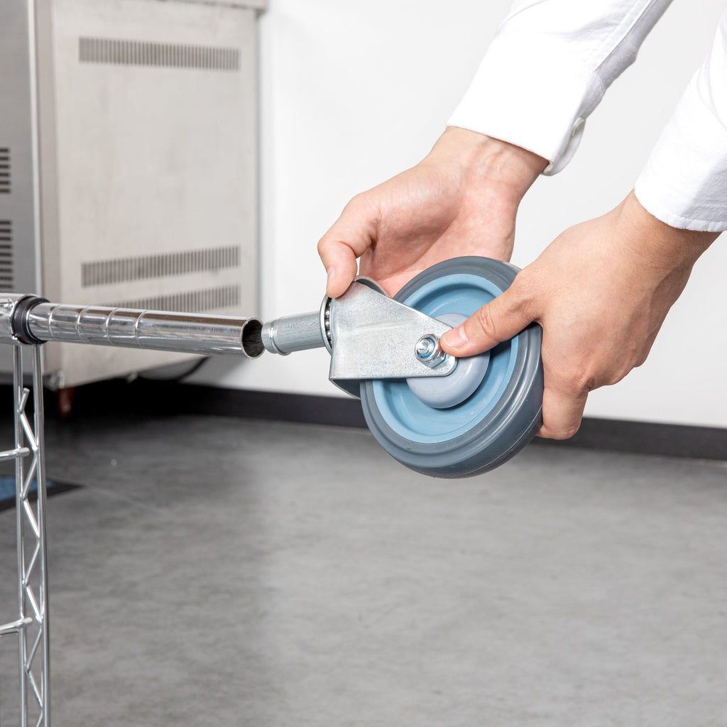 Chef 101 Gray Shelf Kit Swivel Stem Caster - with Brakes - 5" - 4 count box