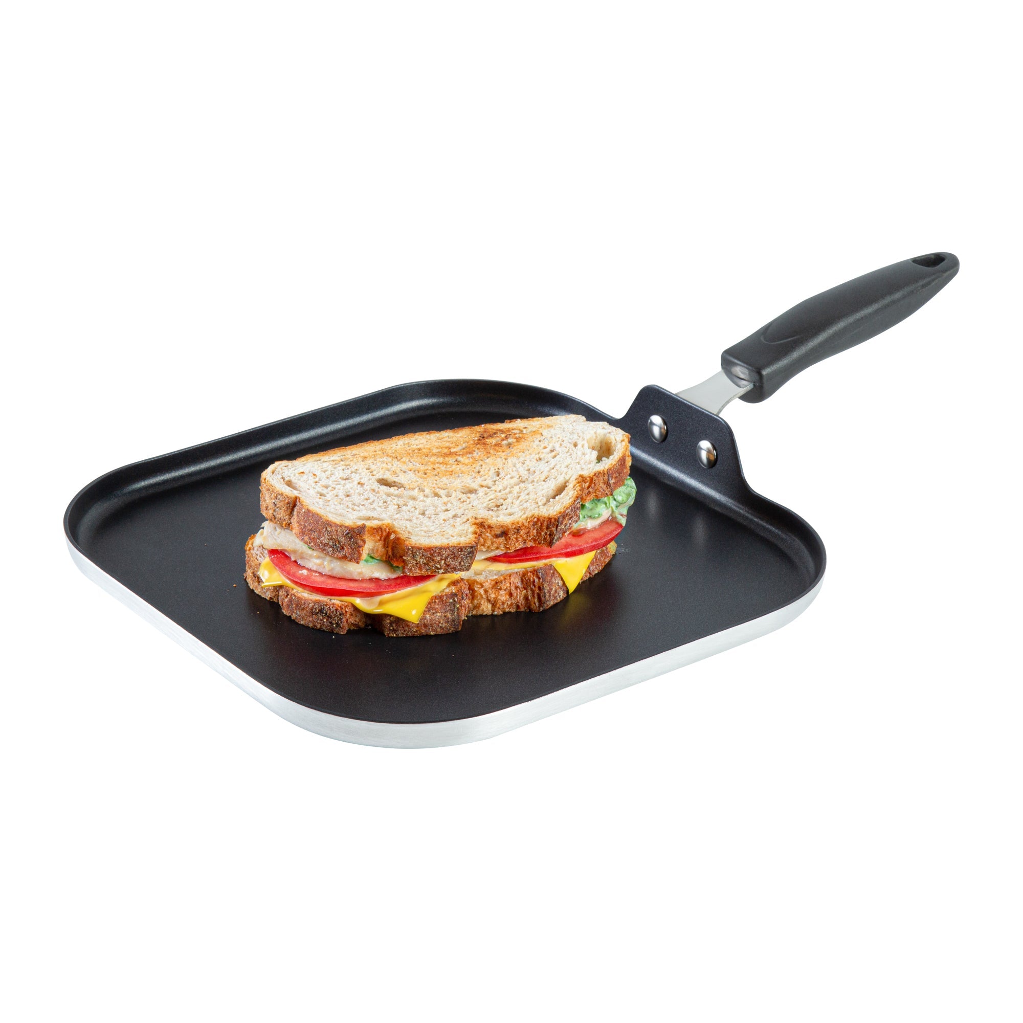 Met Lux Square Aluminum Griddle - Non-Stick, with Bakelite Handles - 11" - 10 count box